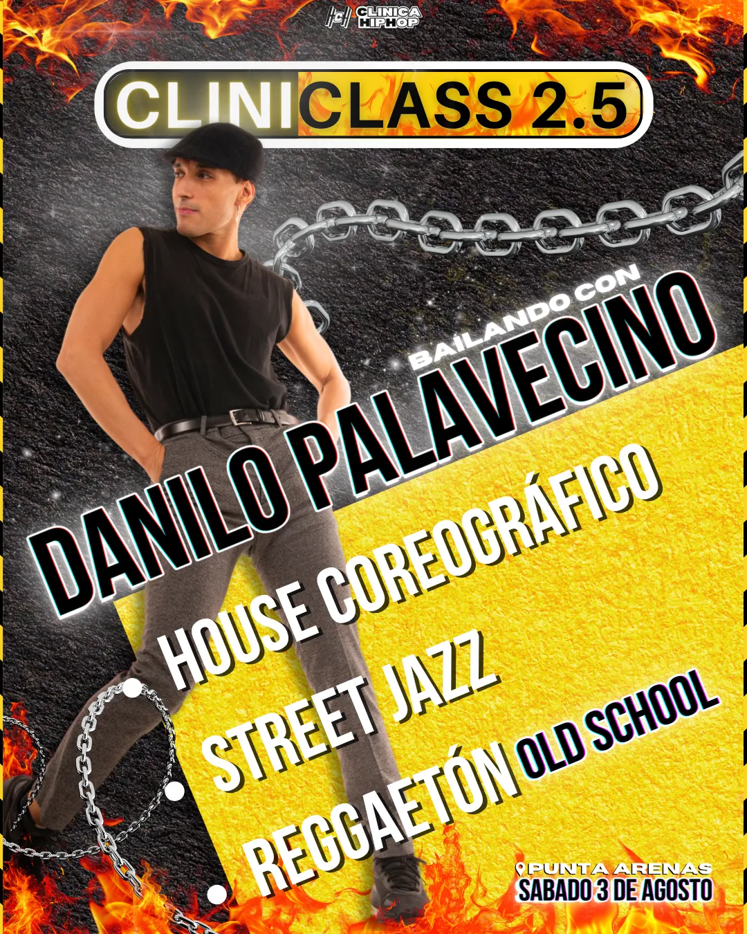 Flyer oficial CliniClass 2.5 — Danilo Palavecino, 3 de agosto 2024