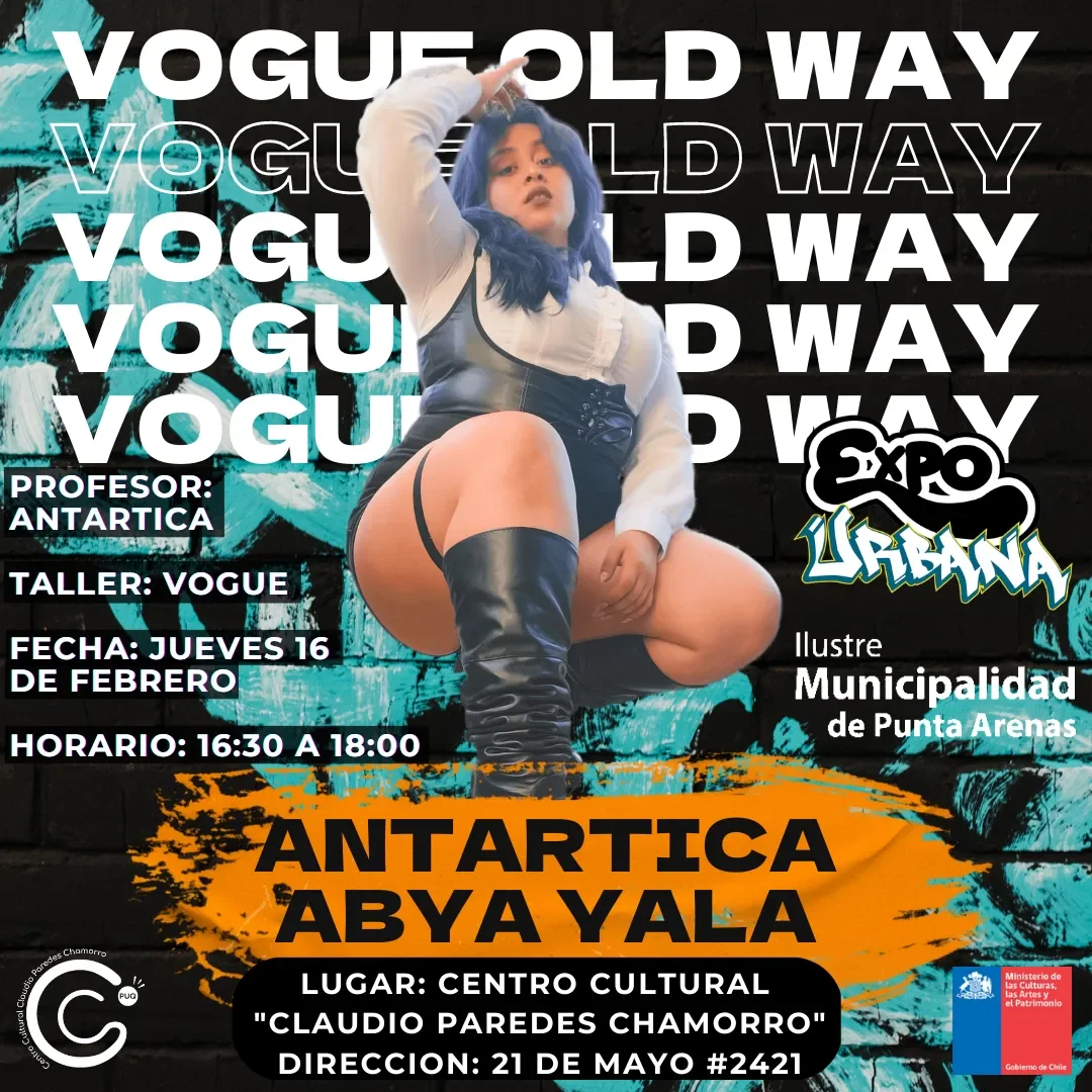 Flyer Vogue Old Way con Antártica Abya Yala — Jueves 16 feb