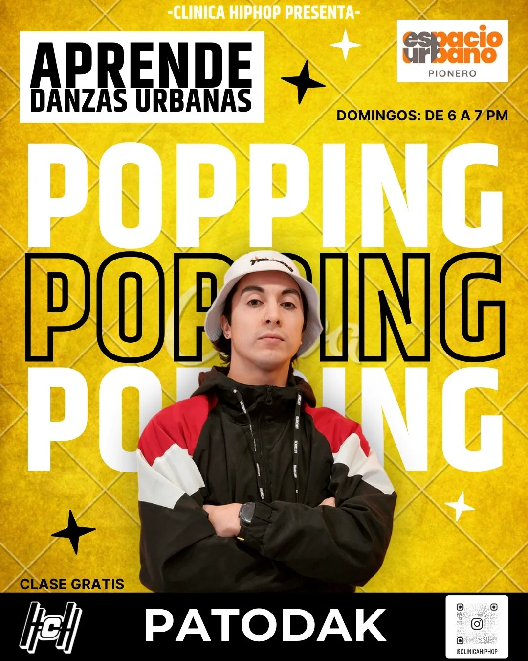 Flyer Popping con Patodak — Domingos 6 a 7 PM